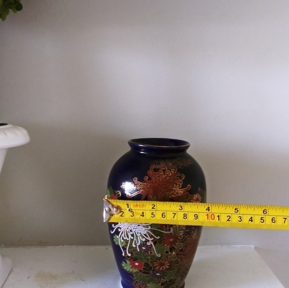 Cobalt blue floral vase‎ silver company Nagoya - Picture 2 of 7